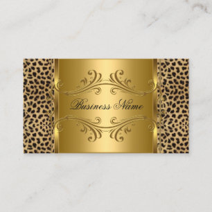Carte De Visite DEsignant Gold Black Leopard Animal