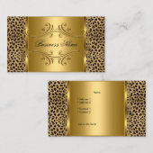 Carte De Visite DEsignant Gold Black Leopard Animal (Devant / Derrière)