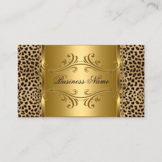 Carte De Visite DEsignant Gold Black Leopard Animal (Devant)