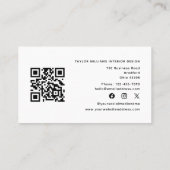Carte De Visite Designer d'intérieur QR Code noir blanc médias soc (Dos)