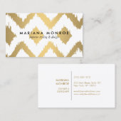 Carte De Visite DESIGNER IKAT MOTIF dans FAUX OR (Devant / Derrière)
