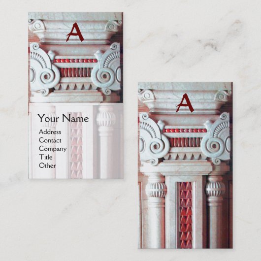 Carte De Visite DESIGNER INTÉRIEUR, ARCHITECTURE Monogramme Rouge  (Devant / Derrière)