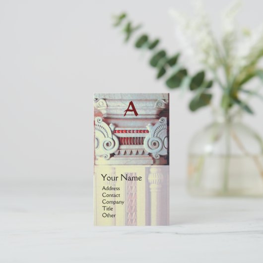 Carte De Visite DESIGNER INTÉRIEUR, ARCHITECTURE Monogramme Rouge (Debout devant)