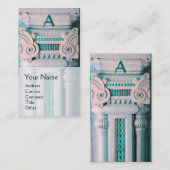 Carte De Visite DESIGNER INTÉRIEUR, ARCHITECTURE Monogramme, vert (Devant / Derrière)