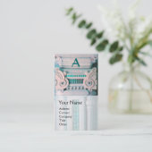 Carte De Visite DESIGNER INTÉRIEUR, ARCHITECTURE Monogramme, vert (Debout devant)