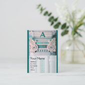 Carte De Visite DESIGNEUR INTÉRIEUR, ARCHITECTURE Monogramme, Vert (Debout devant)