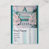 Carte De Visite DESIGNEUR INTÉRIEUR, ARCHITECTURE Monogramme, Vert (Devant)