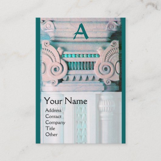 Carte De Visite DESIGNEUR INTÉRIEUR, ARCHITECTURE Monogramme, Vert (Devant)