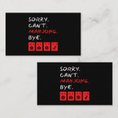 Carte De Visite Désolé Cant Mahjong Bye Joueur amusant (Devant / Derrière)