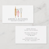 Carte De Visite Dessert Caterer Aquarelle Ustensiles Baker (Devant / Derrière)