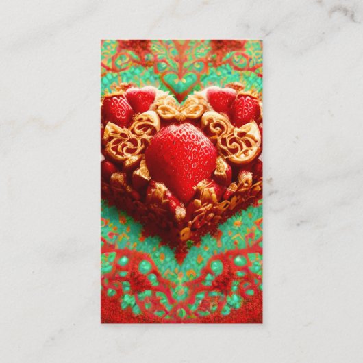 Carte De Visite dessert doré à la fraise (Devant)