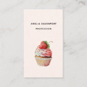 Carte De Visite Dessert sucré à la fraise Cupcake (Devant)