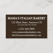 Carte De Visite Dessert Tiramisu Restauration Italienne Boulangeri (Dos)