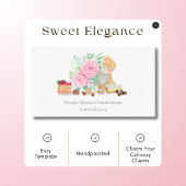 Carte De Visite Desserts Avec Mélangeur Et Chef Rose, Boulangerie