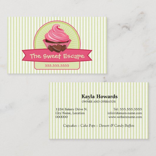 Carte De Visite Desserts élégants de petit gâteau (Devant / Derrière)