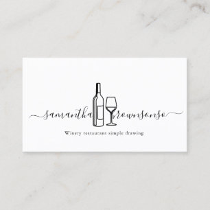 Carte De Visite Dessin à la ligne simple de restaurant de vignoble