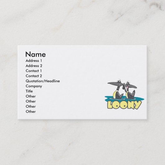 Carte De Visite dessin animé de loons (Devant)