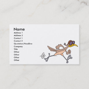 Carte De Visite dessin animé d'oiseau coureur de route idiot