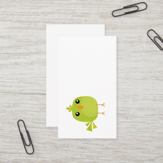 Carte De Visite Dessin animé d'oiseau vert (Devant/Arrière en situation)