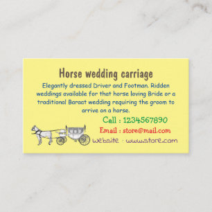 Carte De Visite dessin animé mariage cheval & calèche