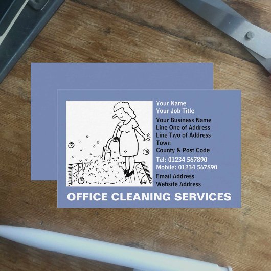 Carte De Visite Dessin animé pour services de nettoyage de bureaux