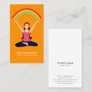 Carte De Visite Dessin de fille coloré faisant du yoga brillant or