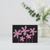 Carte De Visite Dessin de fleurs simples - rose sur noir (Debout devant)