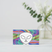 Carte De Visite Dessin de ligne Alien gris (Debout devant)