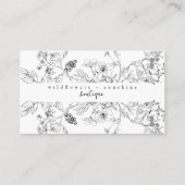 Carte De Visite Dessin de ligne végétale Fleur sauvage du pays (Devant)