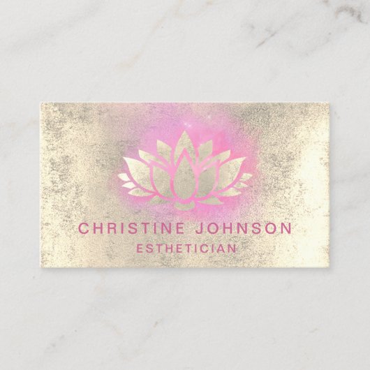 Carte De Visite dessin de lotus en feuille d'or (Devant)