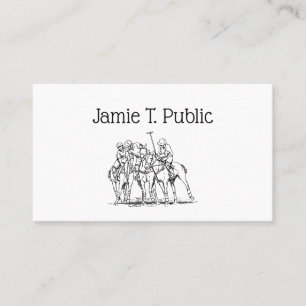 Carte De Visite Dessin de match de polo stylisé vintage #1 Noir