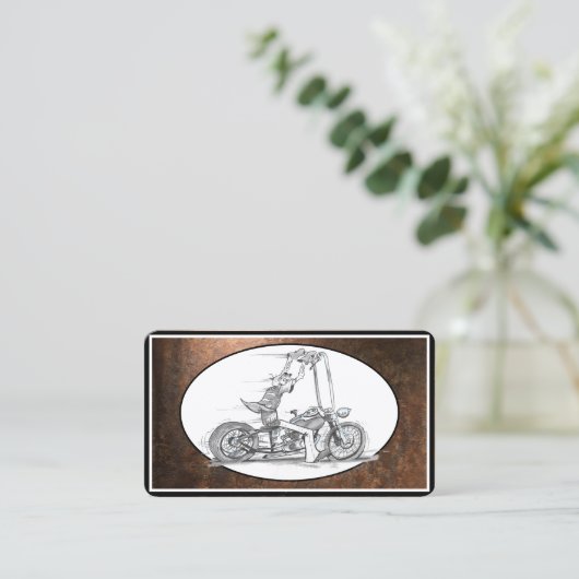 Carte De Visite dessin de moto (Debout devant)