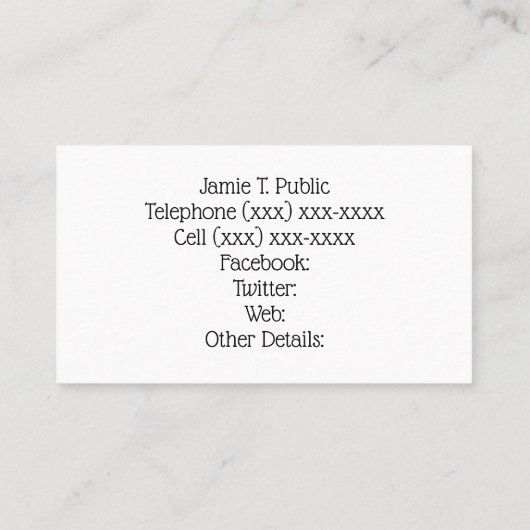 Carte De Visite Dessin d'éléphant vintage (Dos)