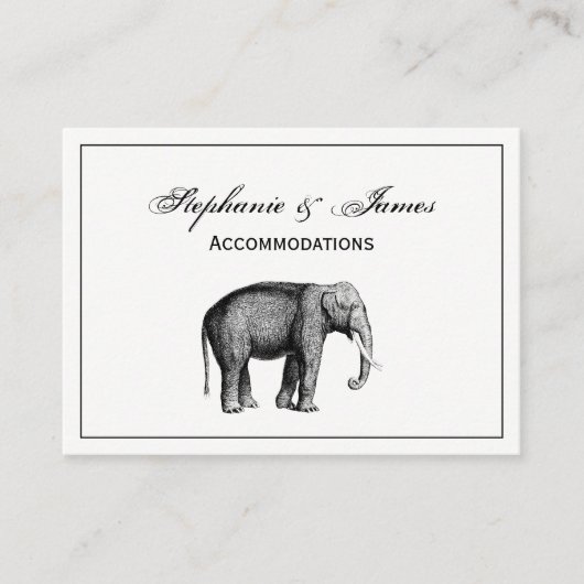 Carte De Visite Dessin d'éléphant vintage (Devant)