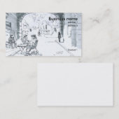 Carte De Visite Dessin des cafés de rue (Devant / Derrière)