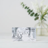 Carte De Visite Dessin des cafés de rue (Debout devant)