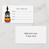 Carte De Visite Dessin d'Halloween au chat effrayé sur Citrouille (Devant / Derrière)