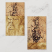 Carte De Visite Dessin du Parchemin Brown antique Torso féminin (Devant / Derrière)