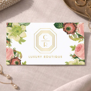 Carte De Visite Dessin Floral de la Boutique Monogramme Art Déco