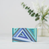 Carte De Visite Dessin géométrique triangulaire bleu peint à la ma (Debout devant)