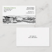 Carte De Visite Dessin simple noir et blanc - Scène de pays (Devant / Derrière)