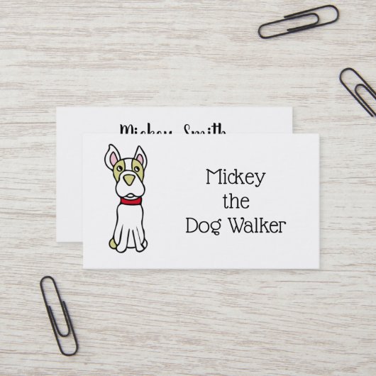 Carte De Visite Dessin Terrier de Boston (Devant/Arrière en situation)