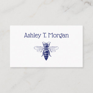 Carte De Visite Dessin vintage de reine abeille en bleu