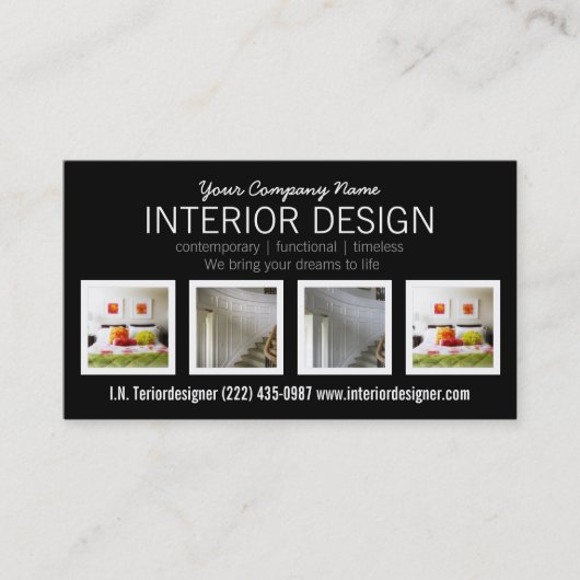 Carte De Visite Dessinateur d'intérieurs audacieux de 4 photos (Devant)
