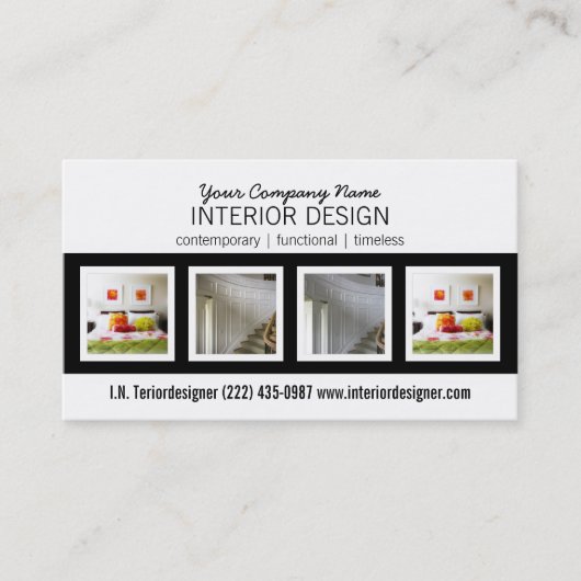 Carte De Visite Dessinateur d'intérieurs audacieux de 4 photos (Devant)