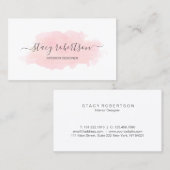 Carte De Visite Dessinateur d'intérieurs d'aquarelle rose moderne (Devant / Derrière)