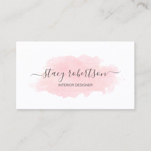 Carte De Visite Dessinateur d'intérieurs d'aquarelle rose moderne (Devant)