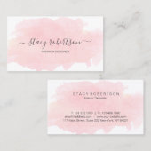Carte De Visite Dessinateur d'intérieurs d'aquarelle rose moderne (Devant / Derrière)