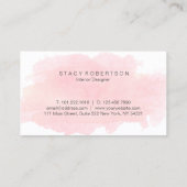 Carte De Visite Dessinateur d'intérieurs d'aquarelle rose moderne (Dos)