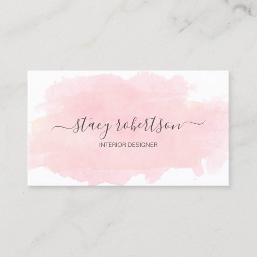 Carte De Visite Dessinateur d'intérieurs d'aquarelle rose moderne (Devant)